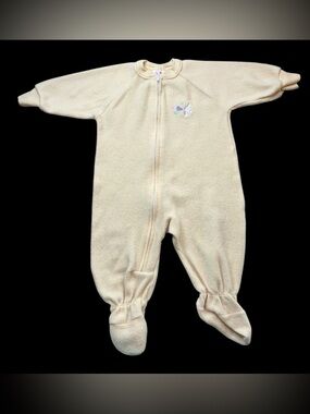 Carter's 90s Vintage Yellow Embroidered Bunny Easter Footie Pajamas Sz 6-12 M